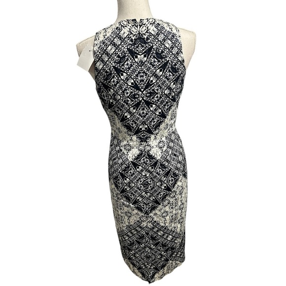 {Maggy London} Nantucket Wood Block Cotton Sheath Midi Dress - Picture 2 of 3